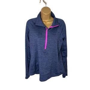 Under Armour ColdGear 1/2 Zip Pullover Long Sleeve Athletic Top Navy Pink L